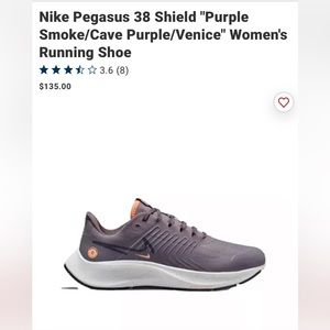Nike Pegasus 38 Shield "Purple Smoke/Cave Purple/Venice" Women's Shoe size 8